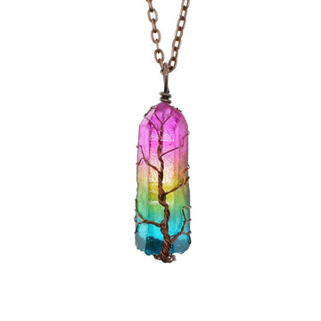 Best selling crystal and stone pillar tree of life pendant in fashion necklace