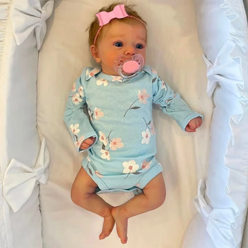 Reborn Doll โFeliciaโ โ Open Blue Eyes and Hand-Rooted Hair ๐