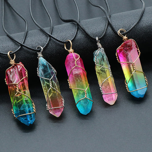 Best selling crystal and stone pillar tree of life pendant in fashion necklace