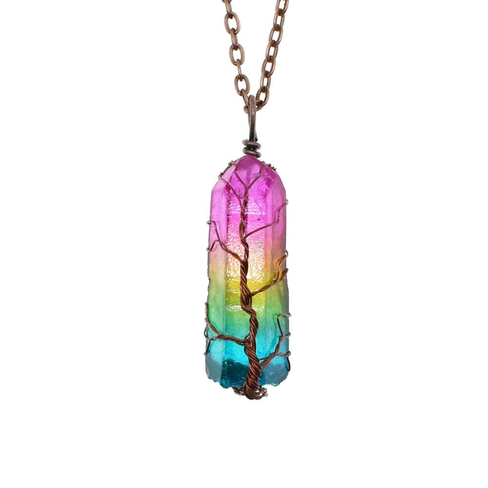 Best selling crystal and stone pillar tree of life pendant in fashion necklace