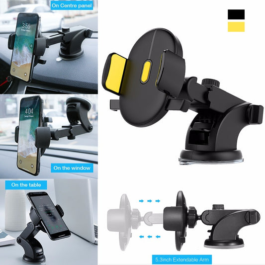 Car Phone Holder – Long Telescopic Rod with Dashboard Suction Cup