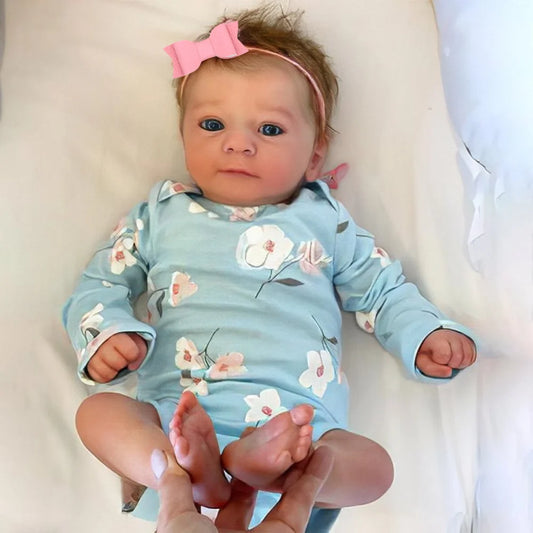 Reborn Doll “Felicia” – Open Blue Eyes and Hand-Rooted Hair 💙