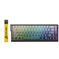 Compact mechanical keyboard with RGB backlighting and black frame, yellow Attack Shark keycap puller