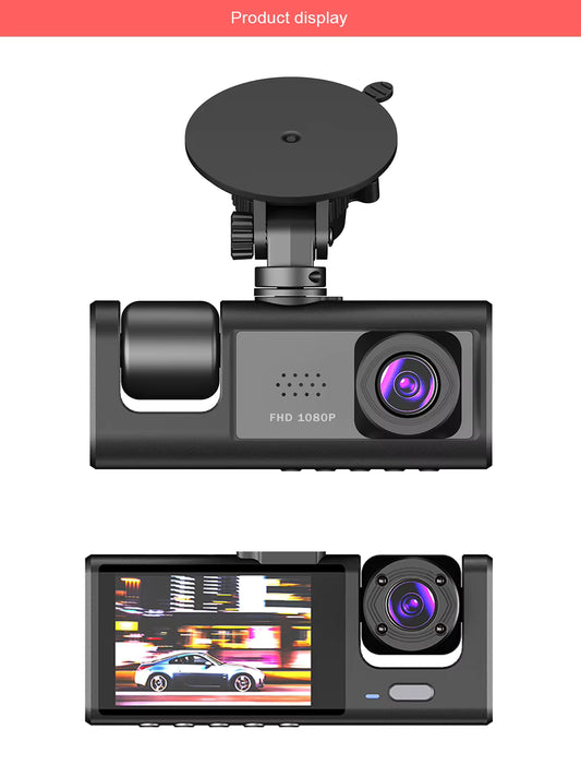 Vehicle Camera with 3 Lenses 1080P Full HD – Total Security from Every Angle!
